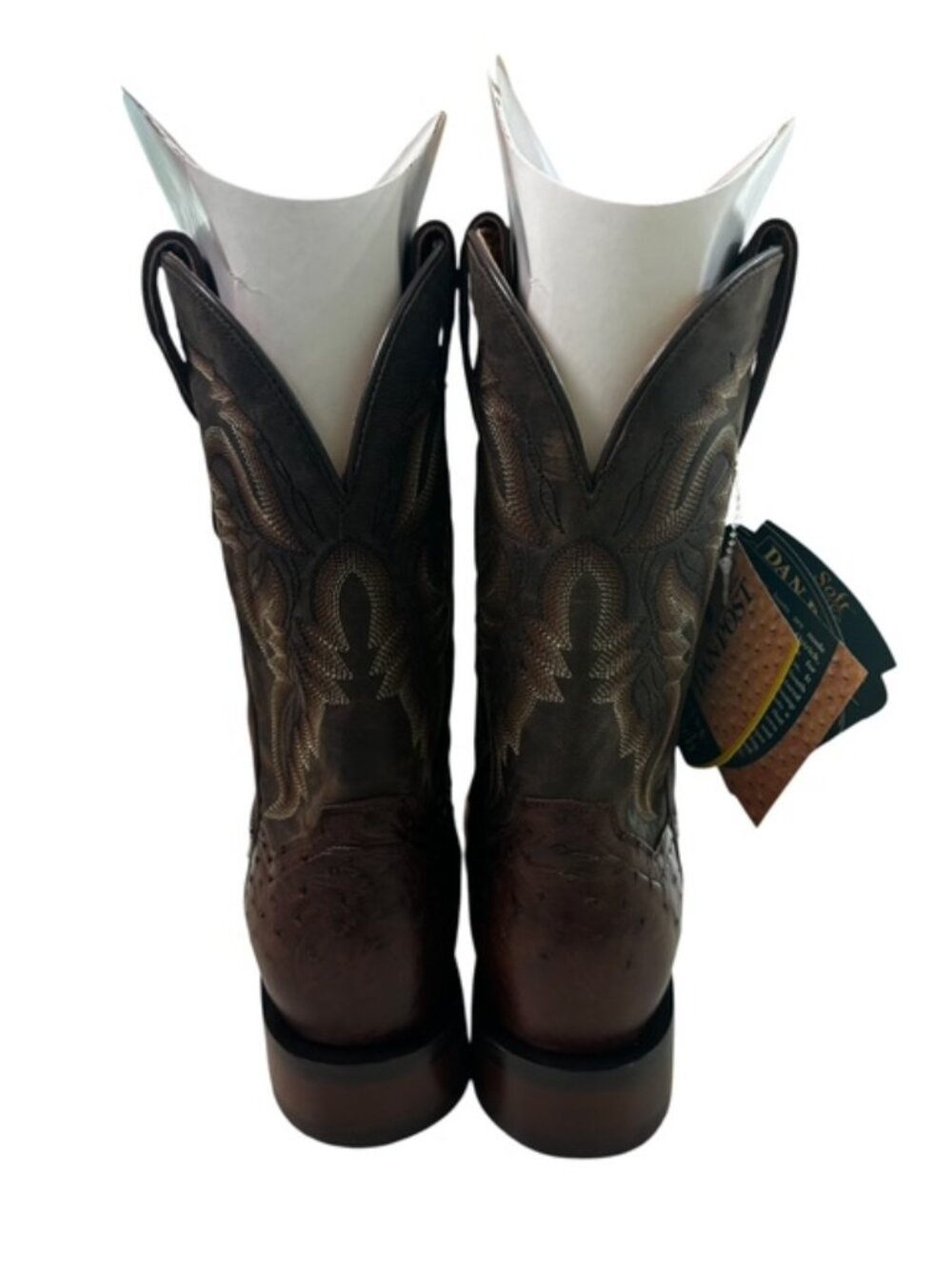 Dan Post DP3875 Cowboy Boots Mens 10 D Brown Genuine Ostrich Western Square Toe - Picture 4 of 16